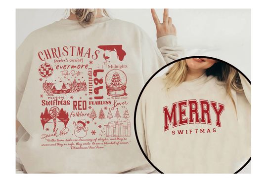 Discover Merry Swiftmas Sweatshirt, Taylor version Merch, Swiftmas Chritsmas Shirt, Vintage Taylor version Merch