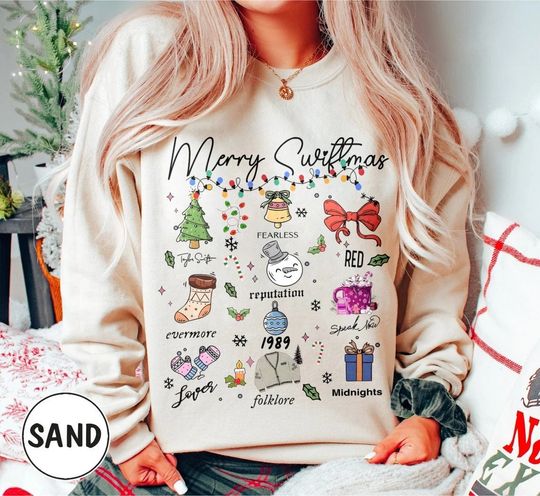 Discover Merry Swiftmas Sweashirt, The Eras Tour Christmas Sweatshirt