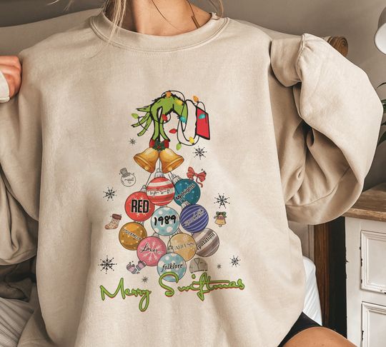 Discover funny character Merry Swiftmas Sweashirt, The Eras Tour Christmas Sweatshirt
