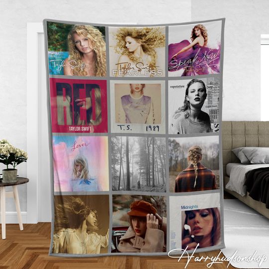 Discover Merry Swiftmas Taylor Eras Tour Fleece Blanket, Taylor Album Covers Blanket