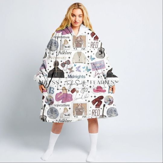 Discover Taylor Blanket Hoodie, Christmas Taylor version Wearable, Soft Warm Fleece Blanket Hoodie