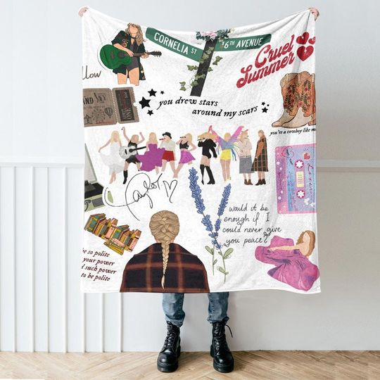 Discover Taylor Fleece Blanket, Christmas Taylor version Wearable, Soft Warm Quilt ERAS Tour Taylo version 1989
