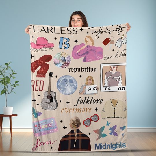 Discover Christmas Xmas Taylor Eras Tour Taylor Version Fleece Blanket, Eras Tour Blanket