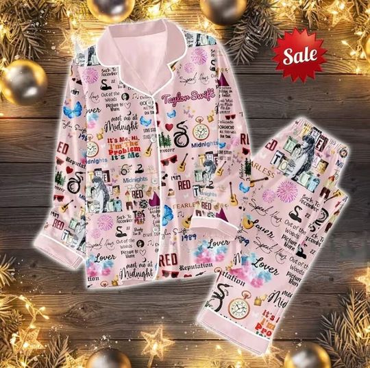 Discover Taylor Pajamas Set, Taylor The Eras Tour Pajamas Set, Swift Pajama Set