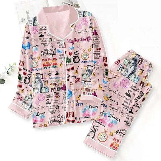 Discover Taylor Pink Pajamas Set, Taylor version Tour Pajamas Set, Eras Tour Merch
