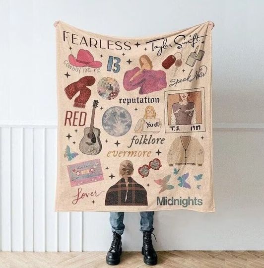 Discover Eras Tour Xmas Blanket, Taylor version Fleece Blankets