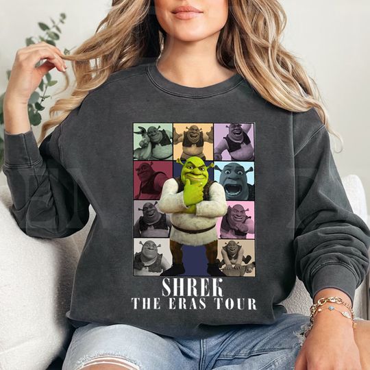 Discover Shrek The Eras Tour Sweatshirt, Shrek And Fiona Sweatshirt, Funny Meme Shrek Shirt
