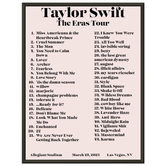 Discover Taylor March 25, 2023 Setlist - Premium Matte Paper Metal