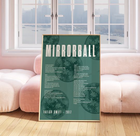 Discover Mirrorball Poster, Taylor Song Lyrics, Folklore Album, Taylor version Gift