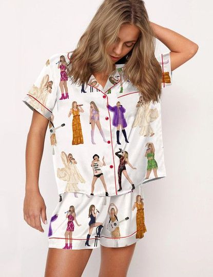 Discover The Eras Tour Taylor Short Pajamas Set, Taylor Pajamas