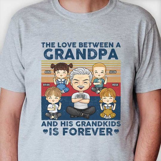 Discover The Love Between A Grandpa & His Grandkids - Personalized T-shirt - Gift For Grandpa