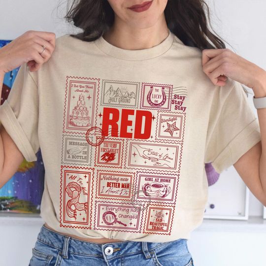 Discover Red Track List Taylor Shirt