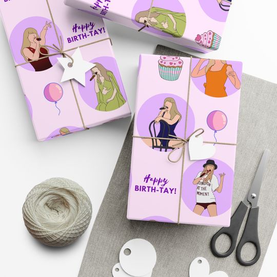Discover Happy Birth-Tay! Gift Wrap, Taylor taylor version Birthday Wrapping Paper, Eras Tour inspired Gift Wrap, T Swift Wrapping Paper, Eras Tour Merch