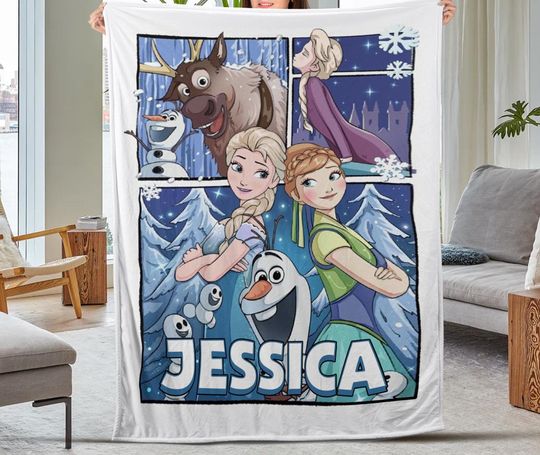 Discover Custom Name Disney Frozen Blanket, Snow Princess Blanket, Baby Name Princess Girls Blanket