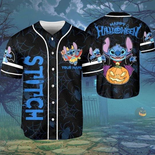 Discover Halloween Disney Stitch Baseball Jersey, Happy Halloween Shirt, Cute Stitch Tee