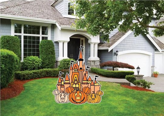 Discover Disney Cinde Castle Halloween Pumpkin Jack o Lantern Yard Sign