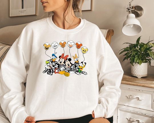 Discover Mickey and Friends Skeleton Halloween Sweatshirt, Disney Halloween Sweatshirt
