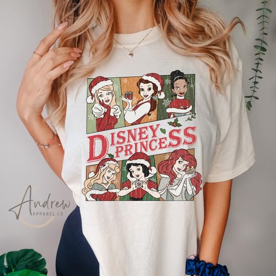 Discover Disney Princess Christmas Shirt, Vintage Princess Christmas Shirt