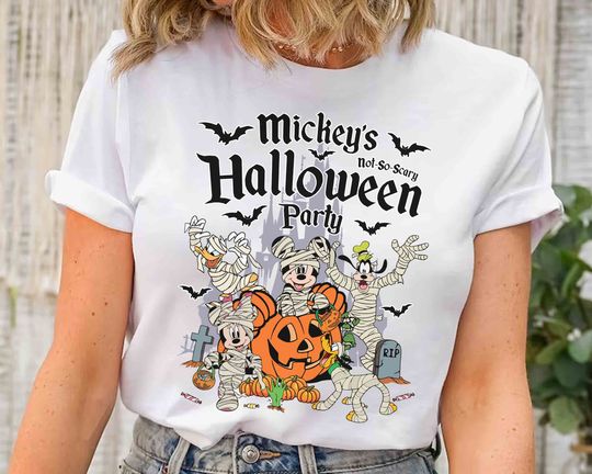 Discover Vintage Mickey & Friends Mummy Pumpkin Halloween T-Shirt, Disney Mickey's Not So Scary Party Matching