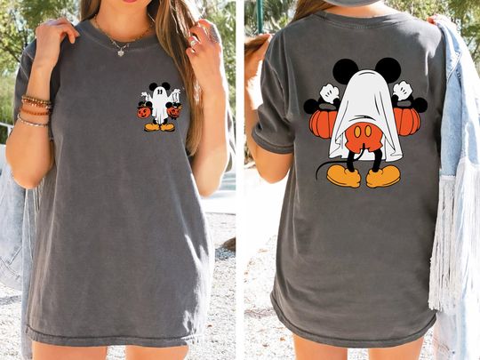 Discover Comfort Colors Disney Mickey Halloween Shirt, Mickey Ghost Shirt