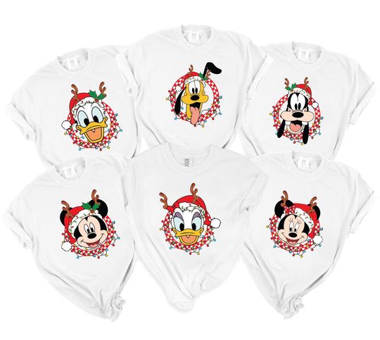 Discover Comfort Colors Christmas Retro Mickey And Friends Shirt, Disney Christmas Shirt, Mickey Minnie Christmas Shirt, Disney Christmas Party Shirt