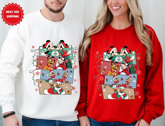 Discover Christmas Mickey And Friends Polaroid Sweatshirt, Retro Disney Christmas Sweatshirt