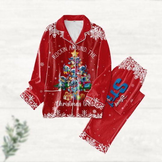 Discover Christmas Lilo And Stitch Pajamas Set, Magic Kingdom Christmas Shirt, Disney Trip Pajamas Family, Animal Kingdom Pjs