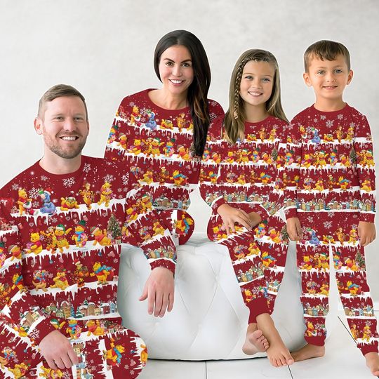 Discover Christmas Disney Winnie The Pooh Matching Family Pajamas Set