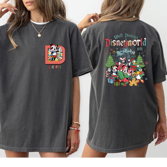 Discover Mickey and Friends Christmas Shirt, Comfort Colors 2 Sided Xmas T-shirt, Disney World Christmas