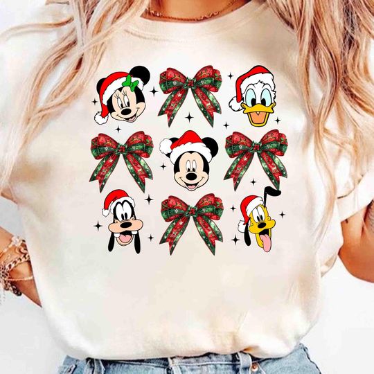 Discover Disney Coquette Bows Christmas Shirt, Mickey Very Merry Xmas Party 2024 Tee