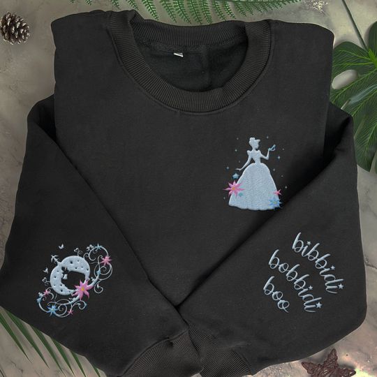 Discover Embroidered Cinde Carriage Floral Bibbidi Bobbidi Boo Sweatshirt,  Princess Embroidery Shirt,  World Disneyland Girls Trip