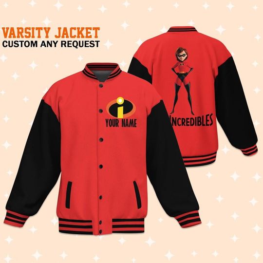 Discover Personalized Disney The Incredibles Elastigirl Red Black, Adult Varsity Jacket, Personalized Disney Jacket, Baseball Jacket