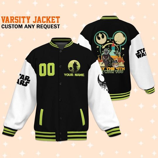 Discover Personalize Star War Yoda Mickey Head Castle, Adult Varsity Jacket, Personalized Disney Jacket, Baseball Jacket