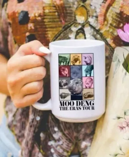 Discover Moo Deng Mug Gift for Animal Fans, Meme Inspired Eras Tour Coffee Mug
