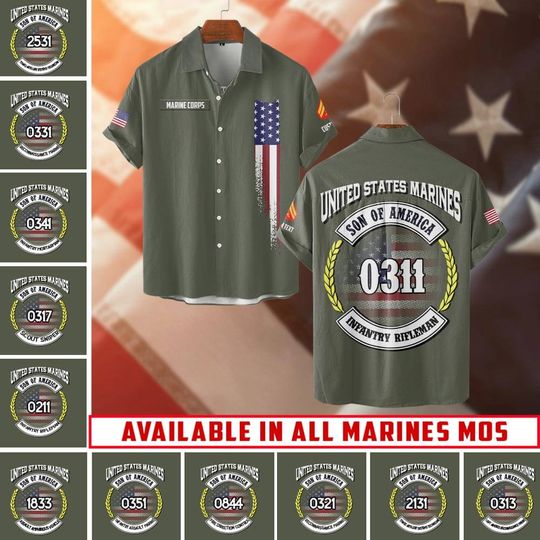 Discover Customized Marines MOS – Son Of America Hawaiian Shirt