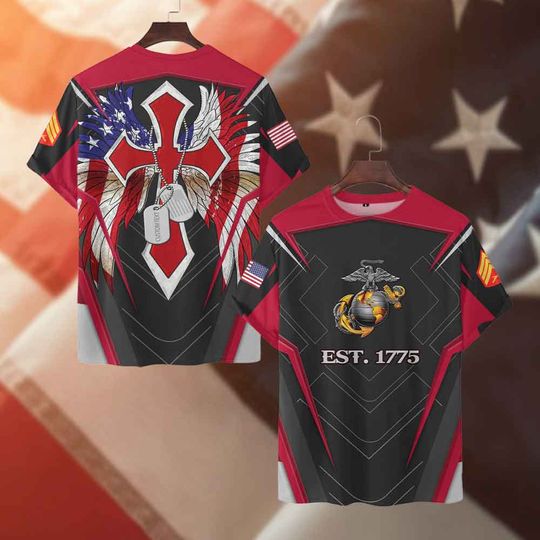 Discover Custom U.S. Marines Veteran 3D T-Shirt