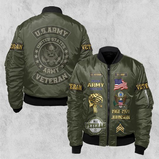 Discover Customized U.S Veteran Proudly Served Bomber Jacket