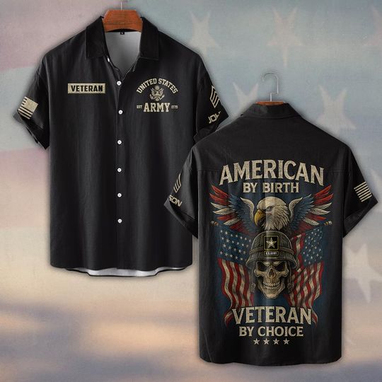 Discover Customized US Veteran American by Birth, Veteran by Choice Hawaiian Shirt