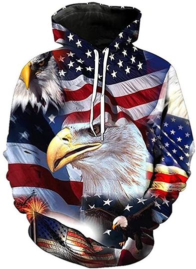 Discover USA Letter American Flag Eagle 3D Print Unisex Hoodie