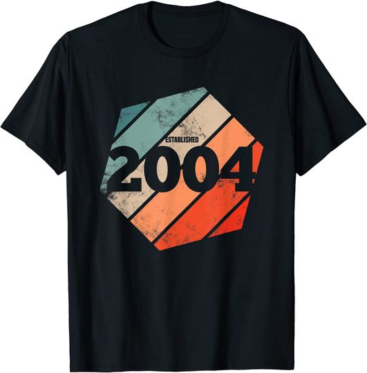 Discover Established 2004 Vintage 17th Birthday Gift Retro Est 2004 T-Shirt