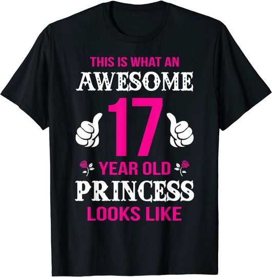 Discover 17th Girl Birthday Gift 17 Year Old Girl Princess T-Shirt