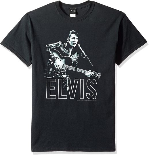 Discover Elvis Presley The King Rock Guitar in Hand Adult T-Shirt
