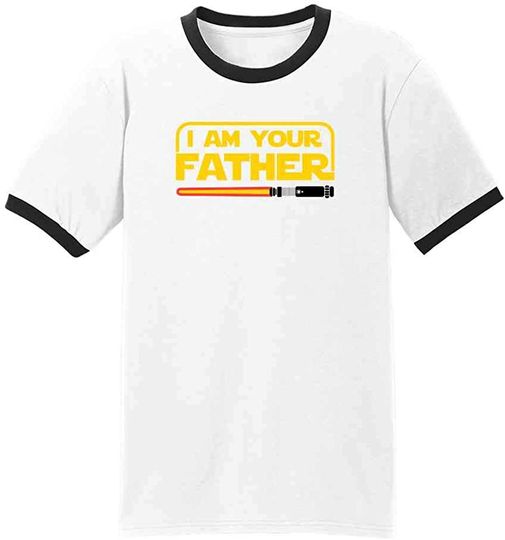Discover I Am Your Father Funny Dad Gift for Dad Family White/Black S Graphic Tee Ringer T-Shirt