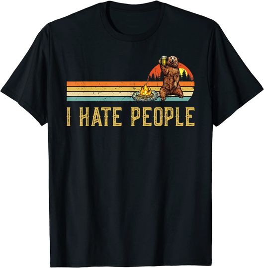 Discover Bear Camping Shirt I Hate People Bear Drinking Outdoor Lover T-Shirt