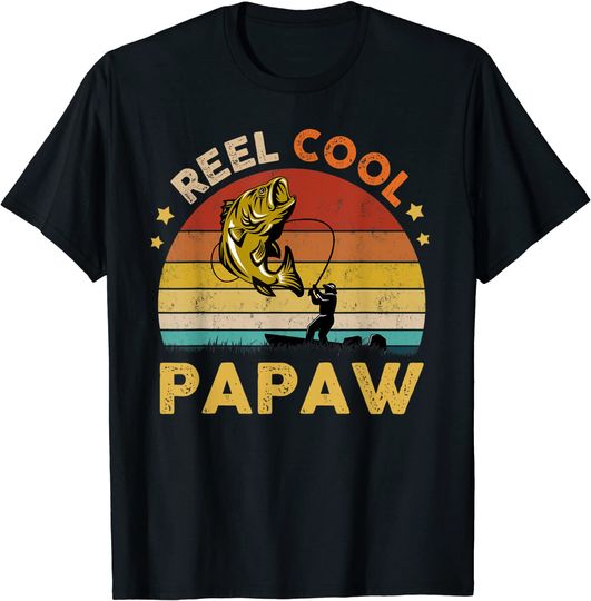Discover Mens Reel Cool Papaw Fisherman Dad Papaw Father's Day Fishing T-Shirt