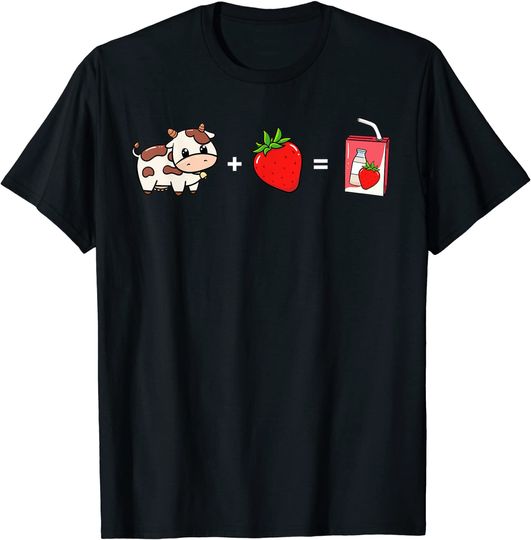 Discover Strawberry Milk Cow Strawberries Farm Fruitarian Fruit Lover T-Shirt