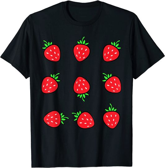 Discover Strawberry Pattern Fruit Lover Fruitarian Berry Strawberries T-Shirt