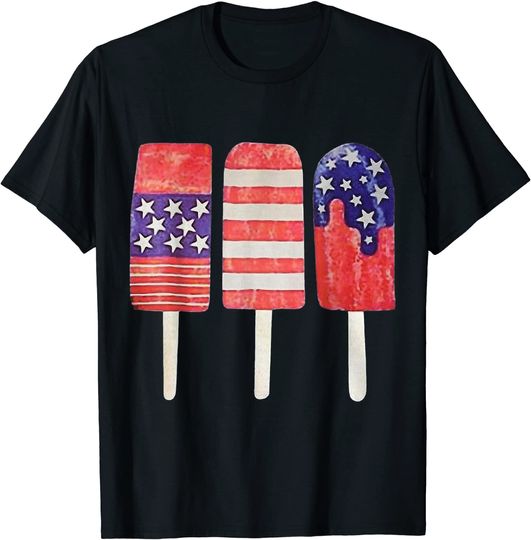 Discover American Flag Ice Cream Popsicle T-Shirt 4th of July T-Shirt
