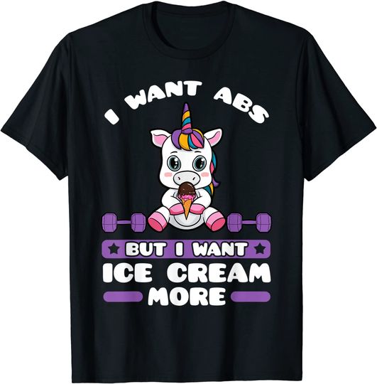 Discover Ice Cream Unicorn Abs Lover Sorbet Cone Sweet Gelato Frozen T-Shirt