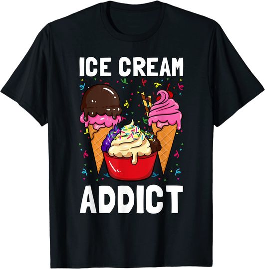 Discover Ice Cream Addict Cone Frozen Sorbet Gelato Lover Dessert T-Shirt